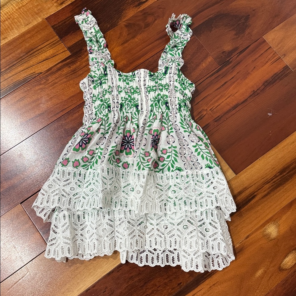 Tory Burch Green and Pink Floral top